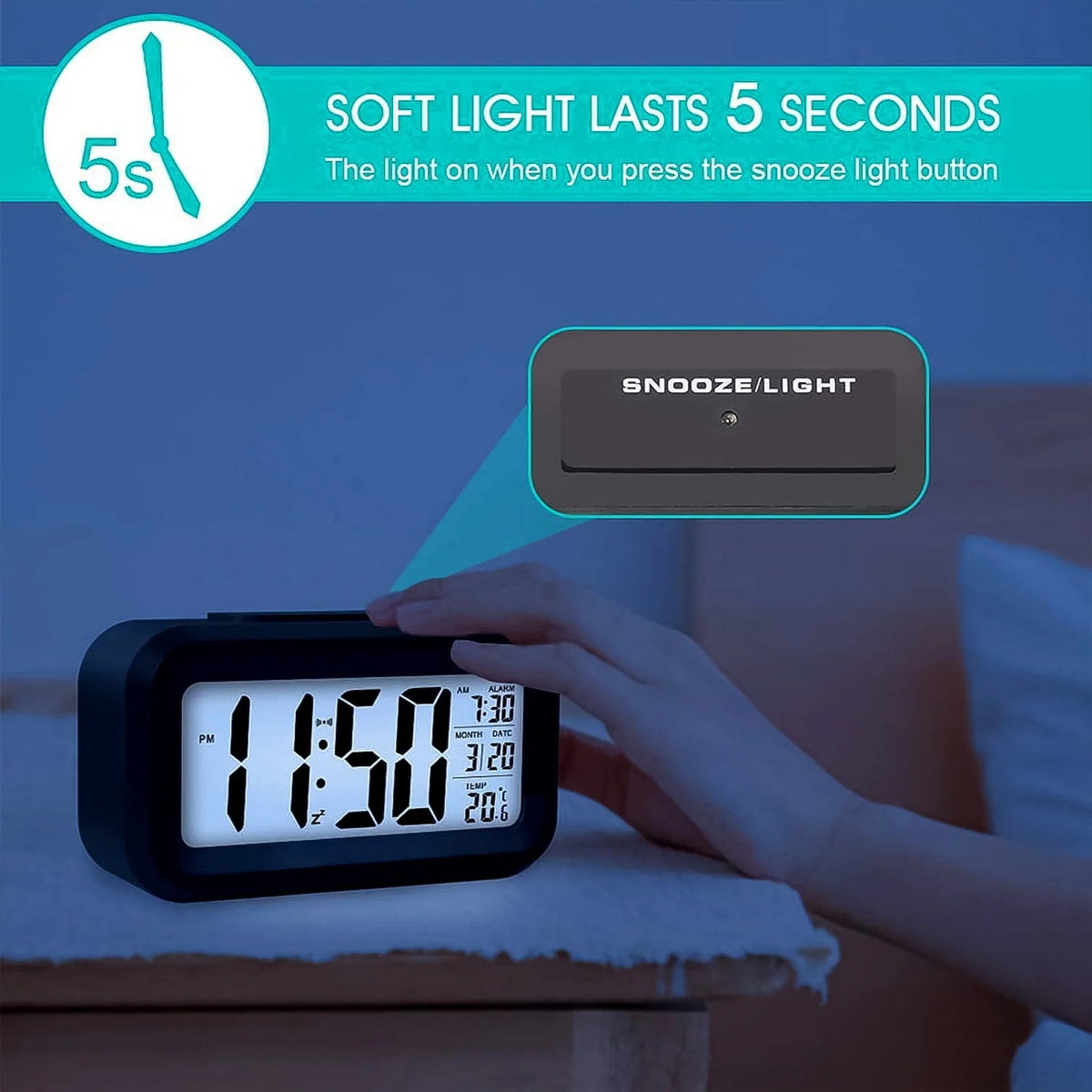 Digital LCD Alarm Clock Backlight