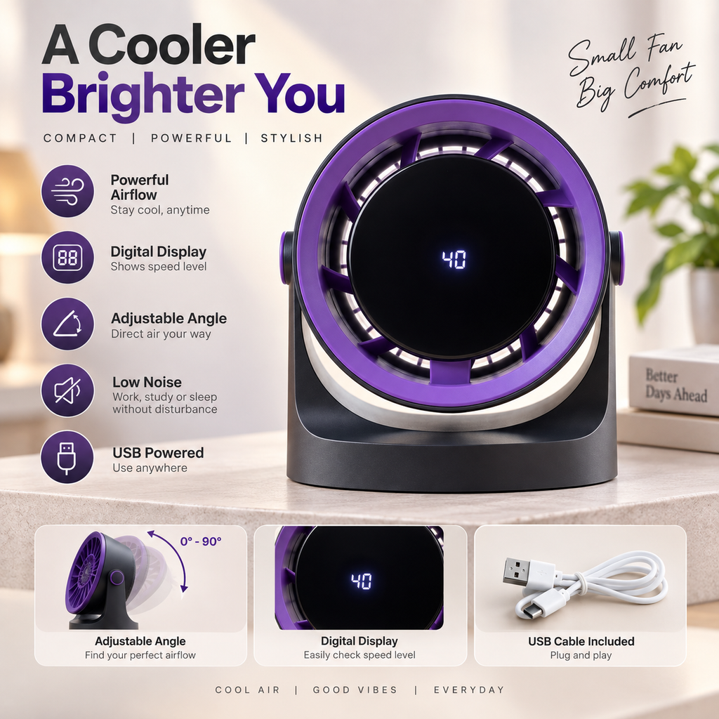 Portable desk fan