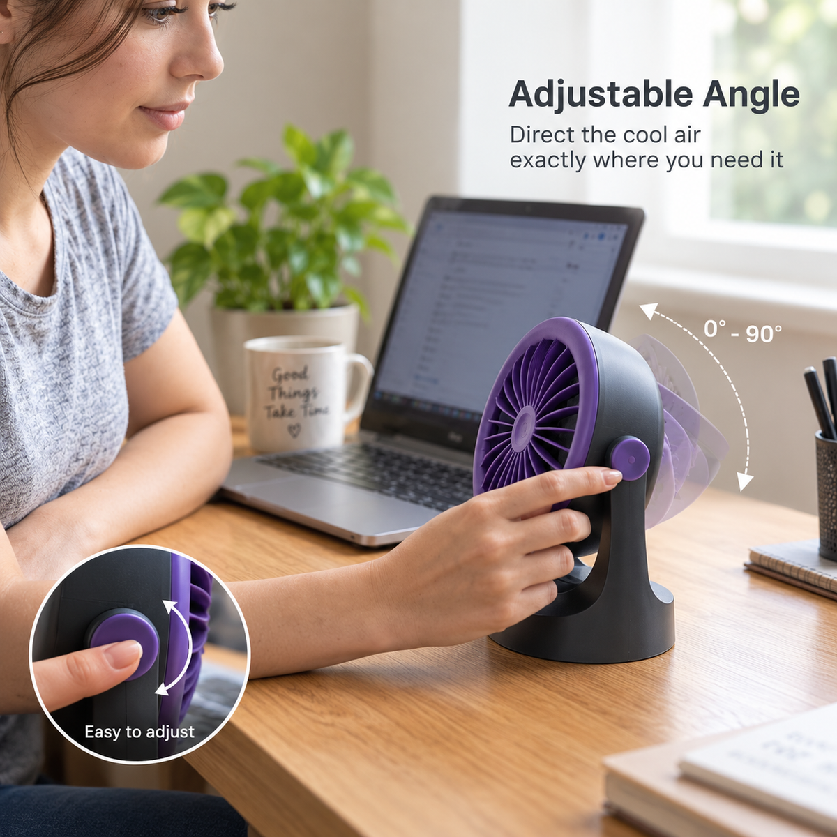 Portable desk fan