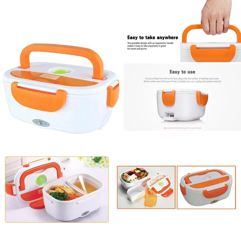 Electric Heated Lunch Box 3-in-1, 1.5L Stainless Steel Food Warmer for Home, Office, Car and Travel