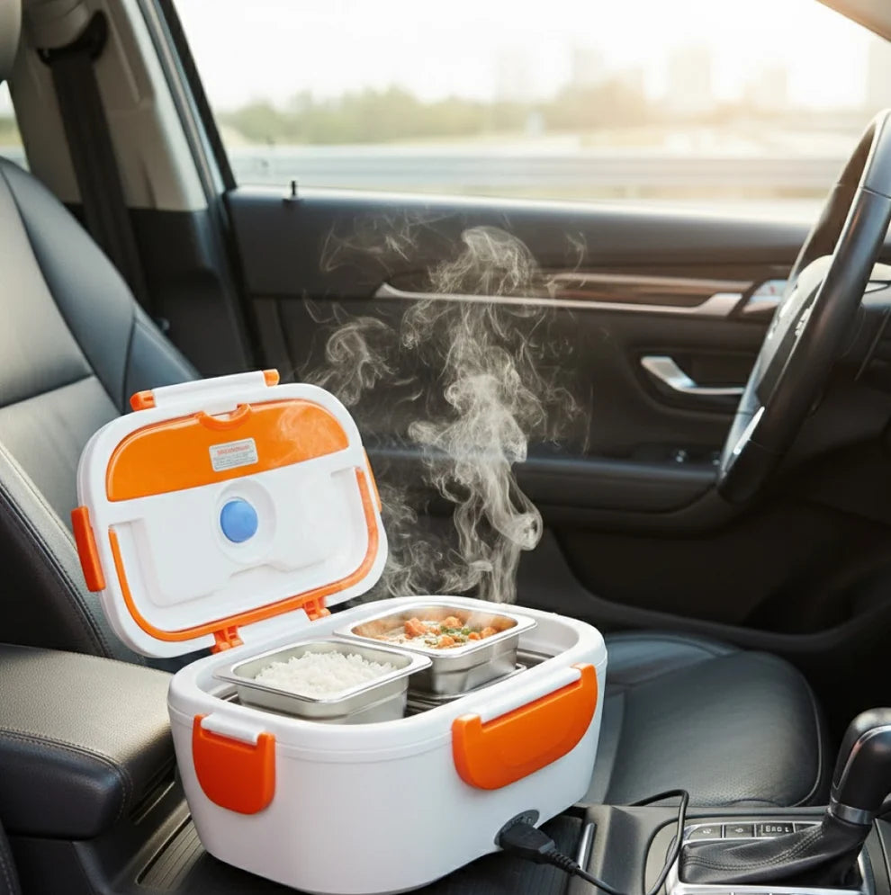 Electric Heated Lunch Box 3-in-1, 1.5L Stainless Steel Food Warmer for Home, Office, Car and Travel